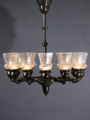 12-Light Chandelier with Steuben Verre De Soie Shades